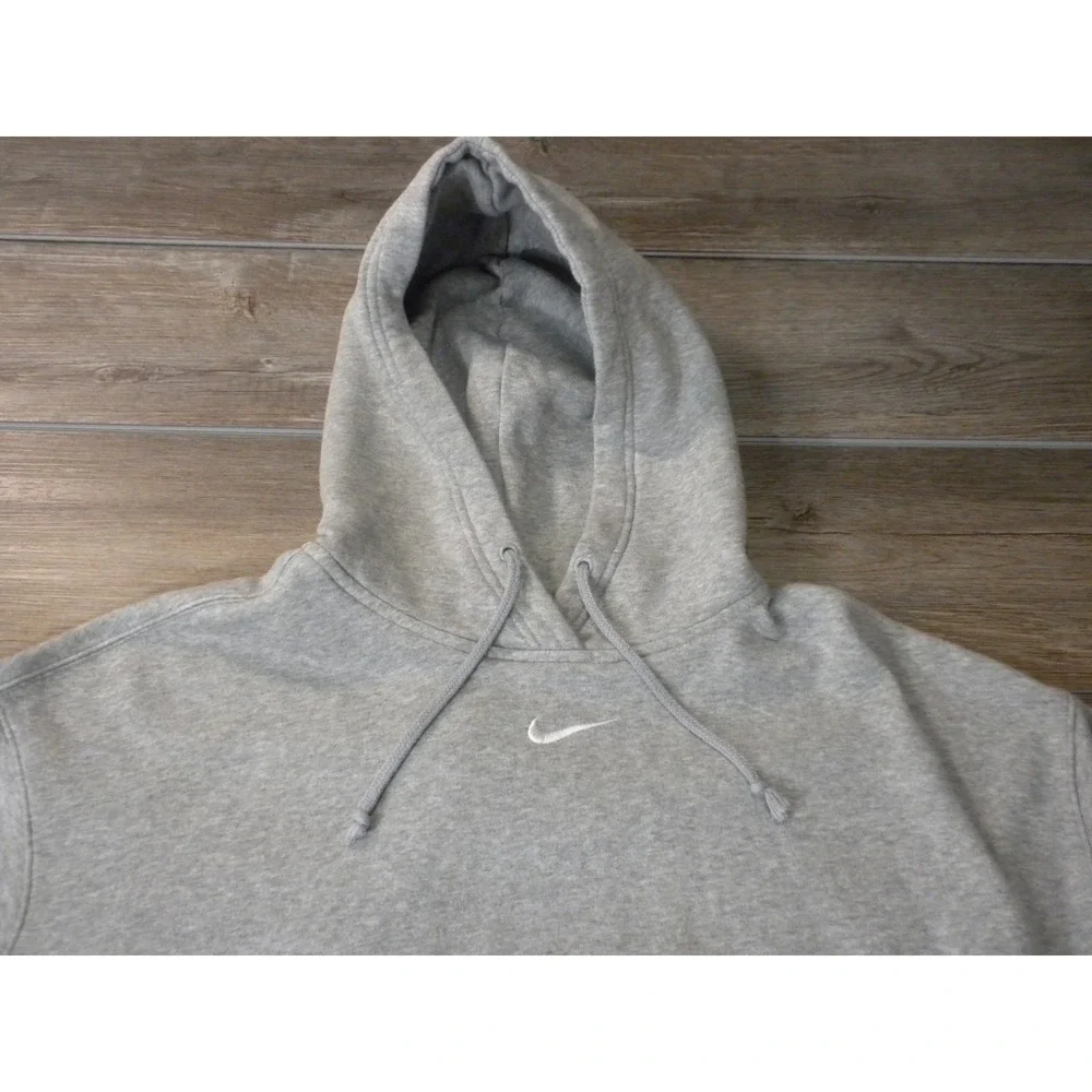 Nike Hoodie Sweatshirt Womens L Gray Essentials Oversized Fleece Center Swoosh